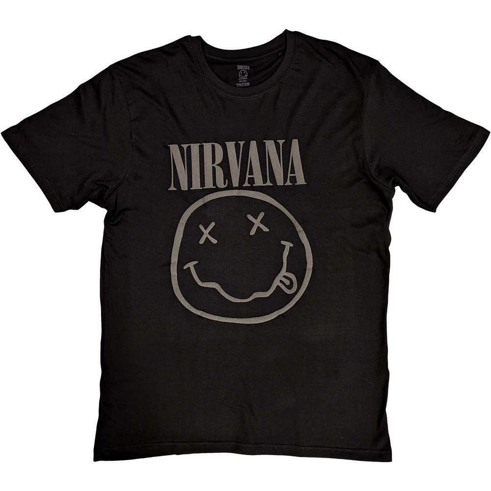 Nirvana Unisex Hi Build T Shirt Black Smiley